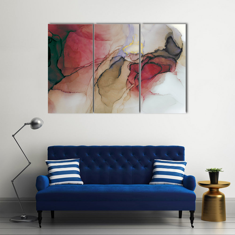 Alcohol Ink Abstract with Gold Accents Canvas Wall Art