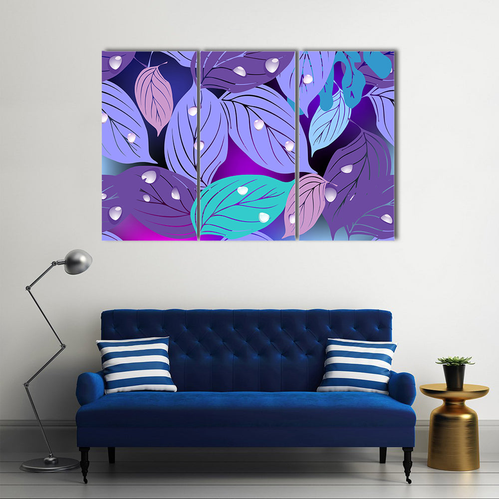 Purple Teal Leaf Texture Canvas Wall Art