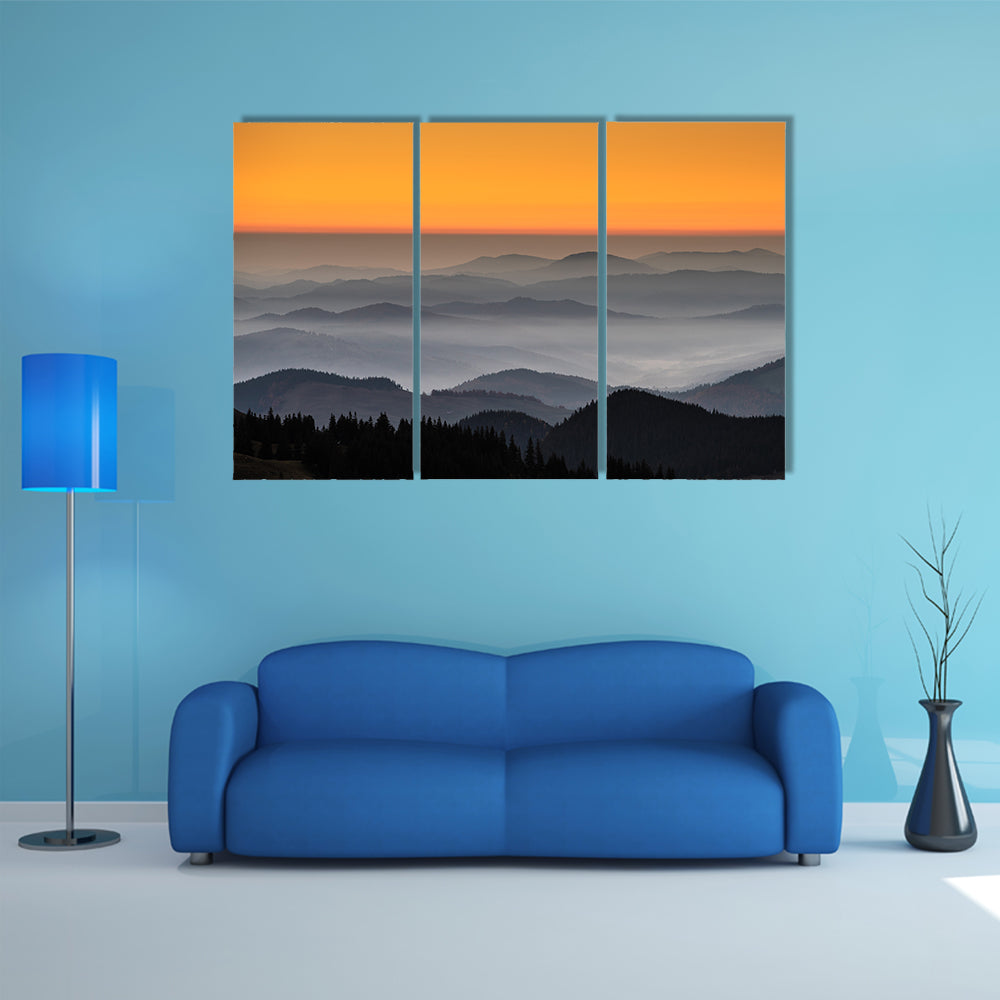 Rarau Mountain At Sunrise In Romania Canvas Wall Art