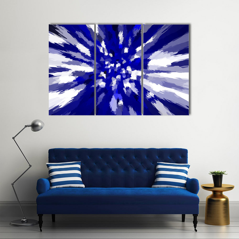 Navy Blue Starburst Abstract Canvas Wall Art