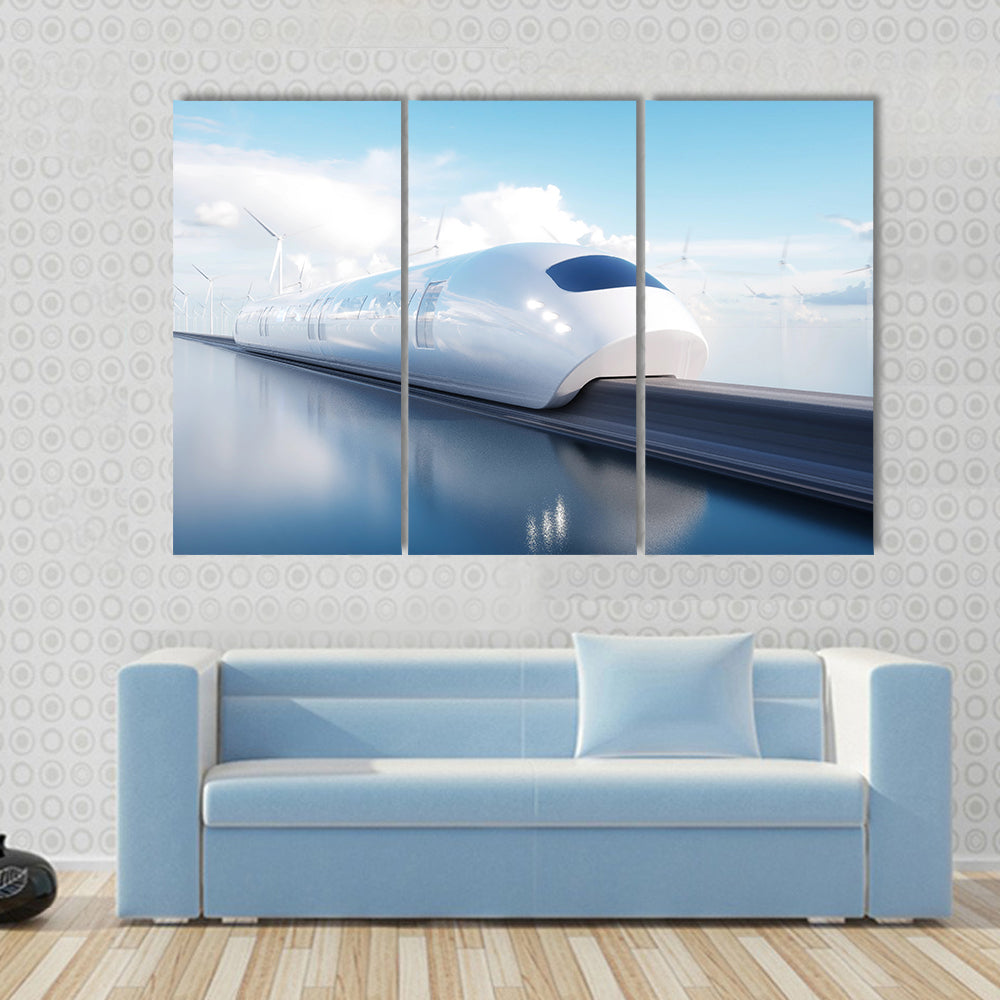 Speedily Futuristic Monorail Train Canvas Wall Art