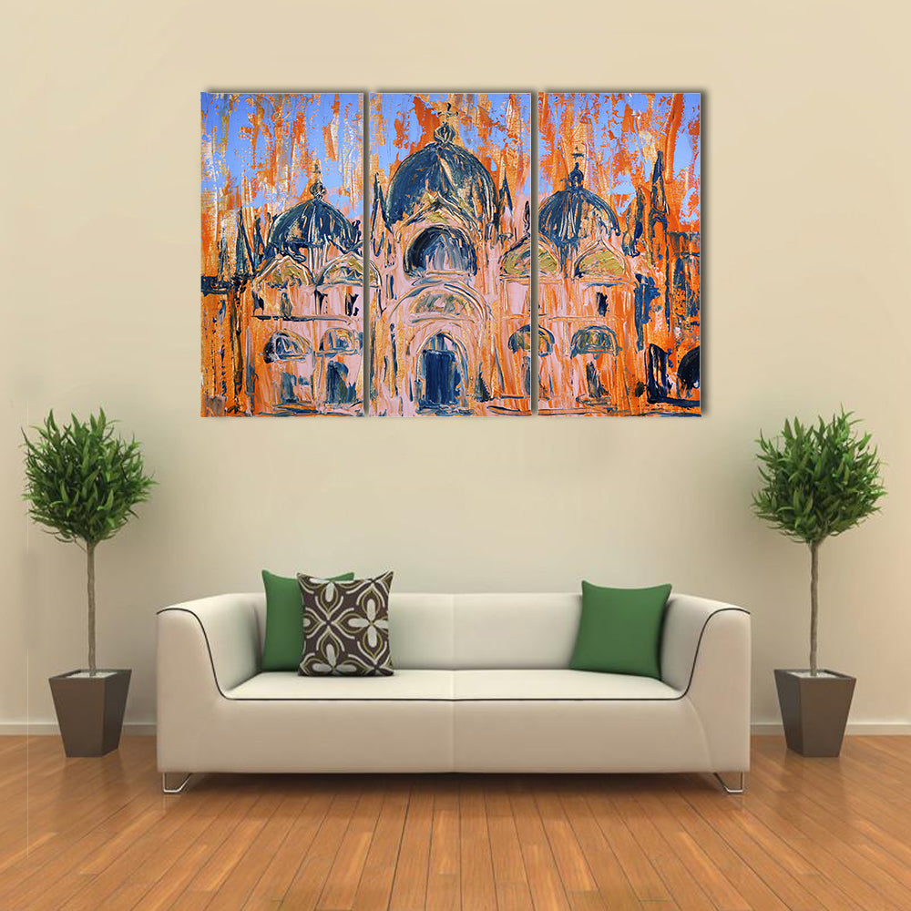 San Marco Square Church, Venice Painterly Study Canvas Wall Art