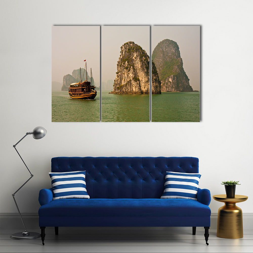 Boat in Halong Bay, Vietnam Canvas Wall Art