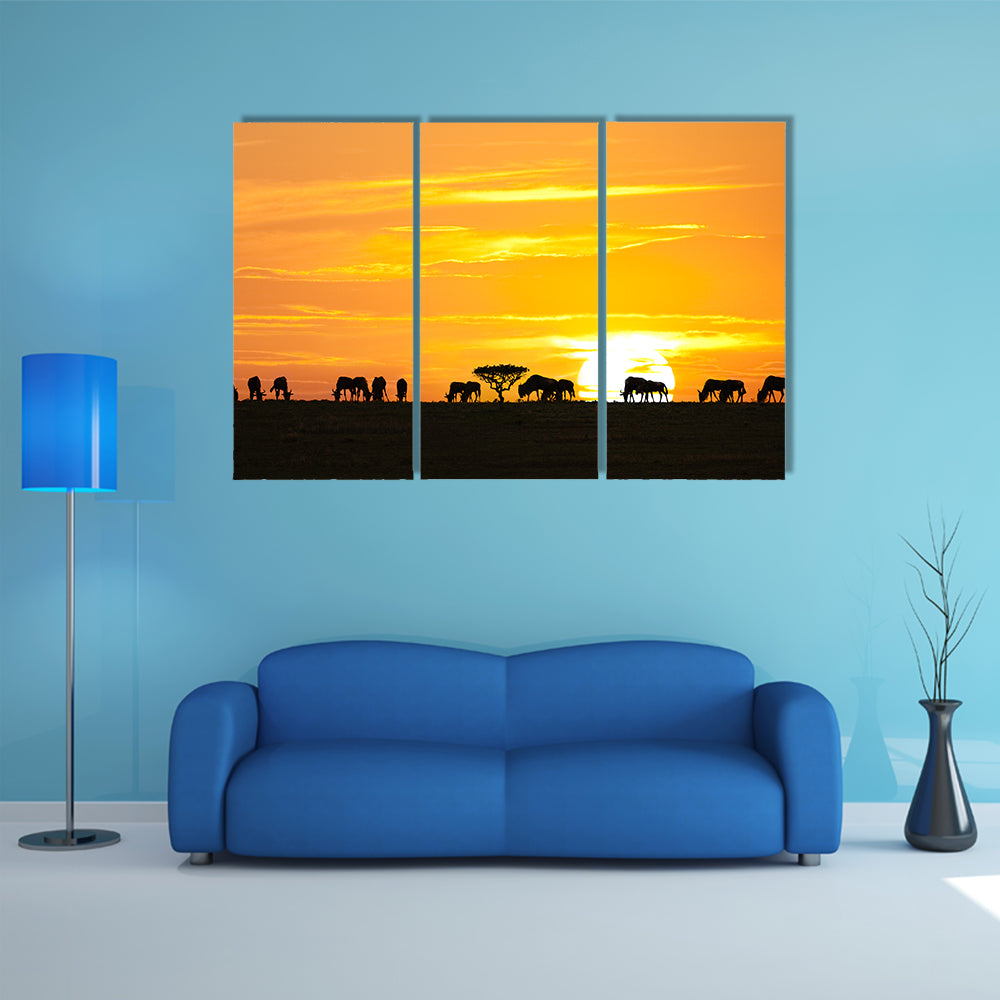Sunrise In Serengeti National Park In Tanzania Canvas Wall Art