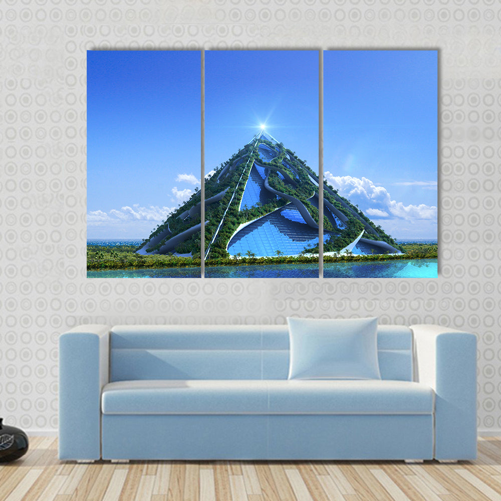 3D  Glass Pyramid Canvas Wall Art