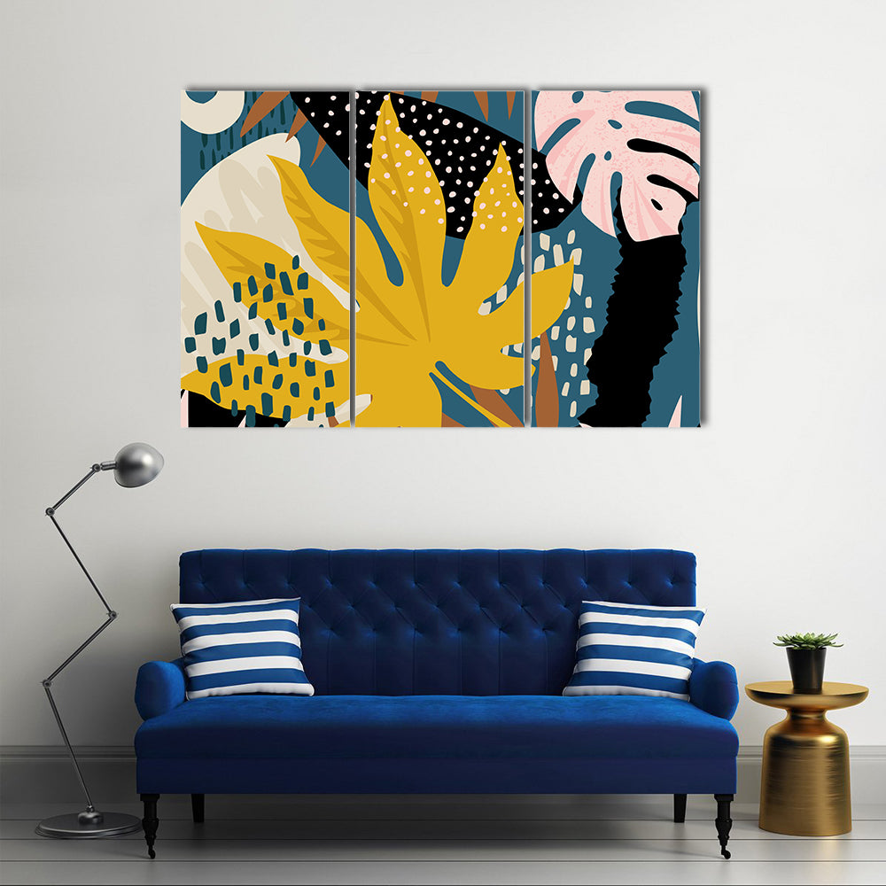 Abstract Tropical Leaves Pattern Canvas Wall Art