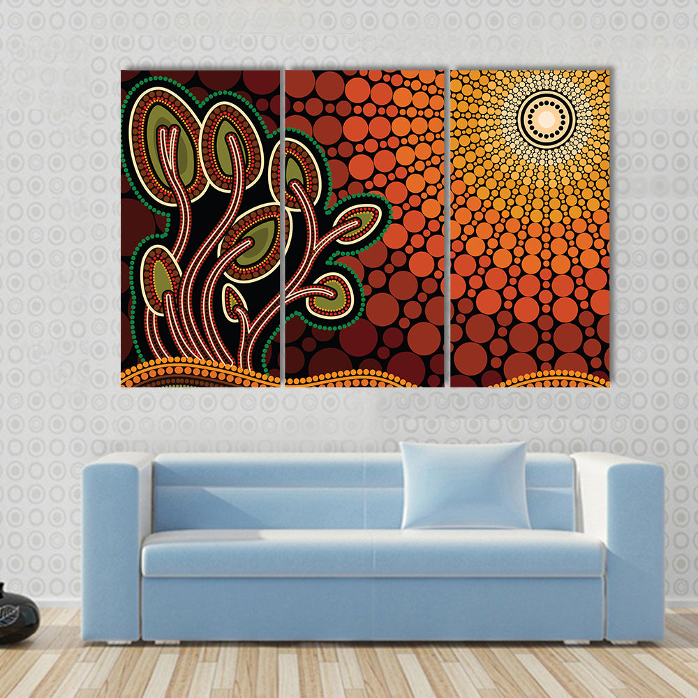 Aboriginal Tree on Hill Canvas Wall Art