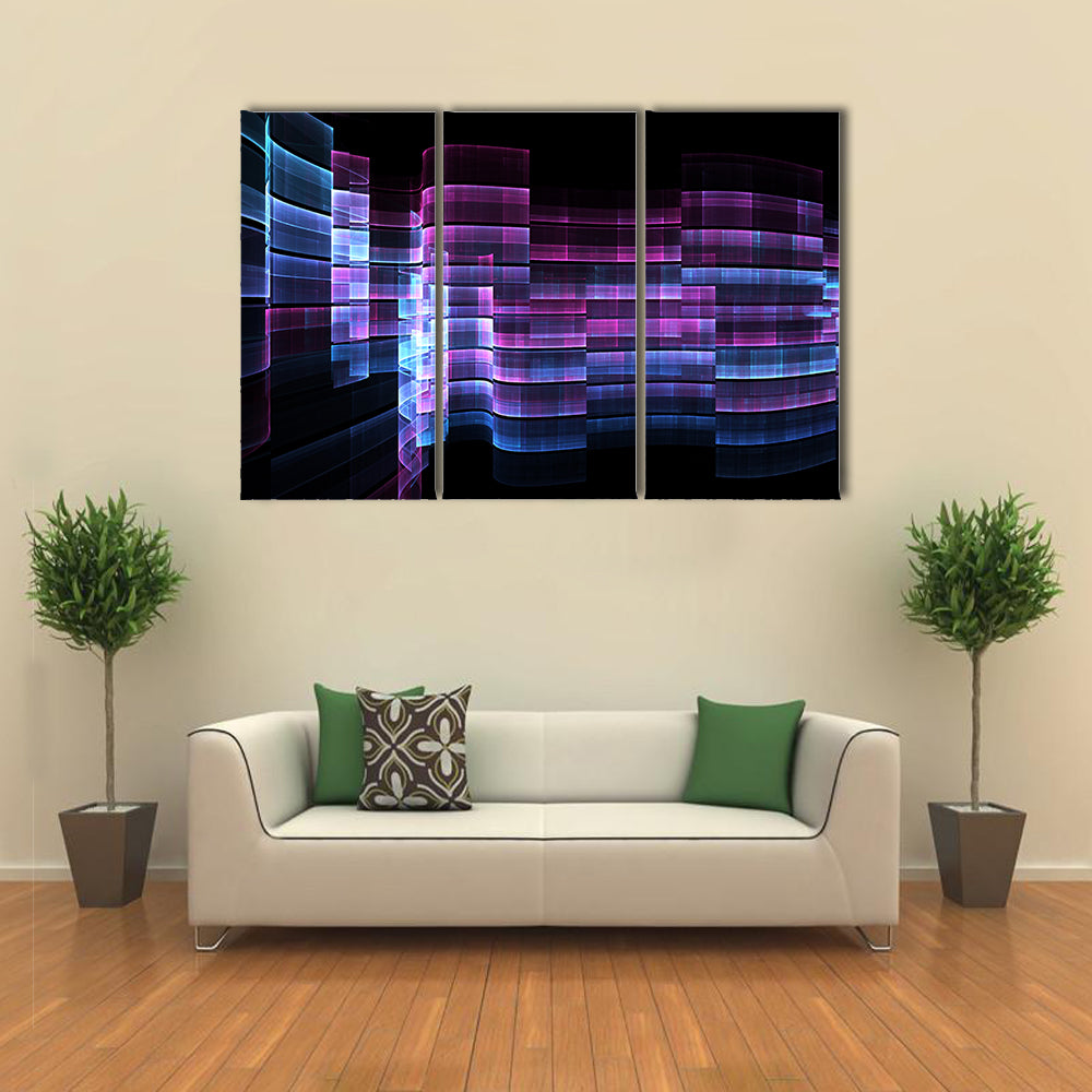 Futuristic Digital Grid Abstract Canvas Wall Art