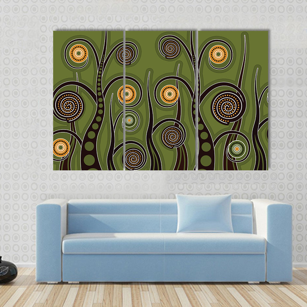 Olive Dotted Tree Dot Painting Canvas Wall Art