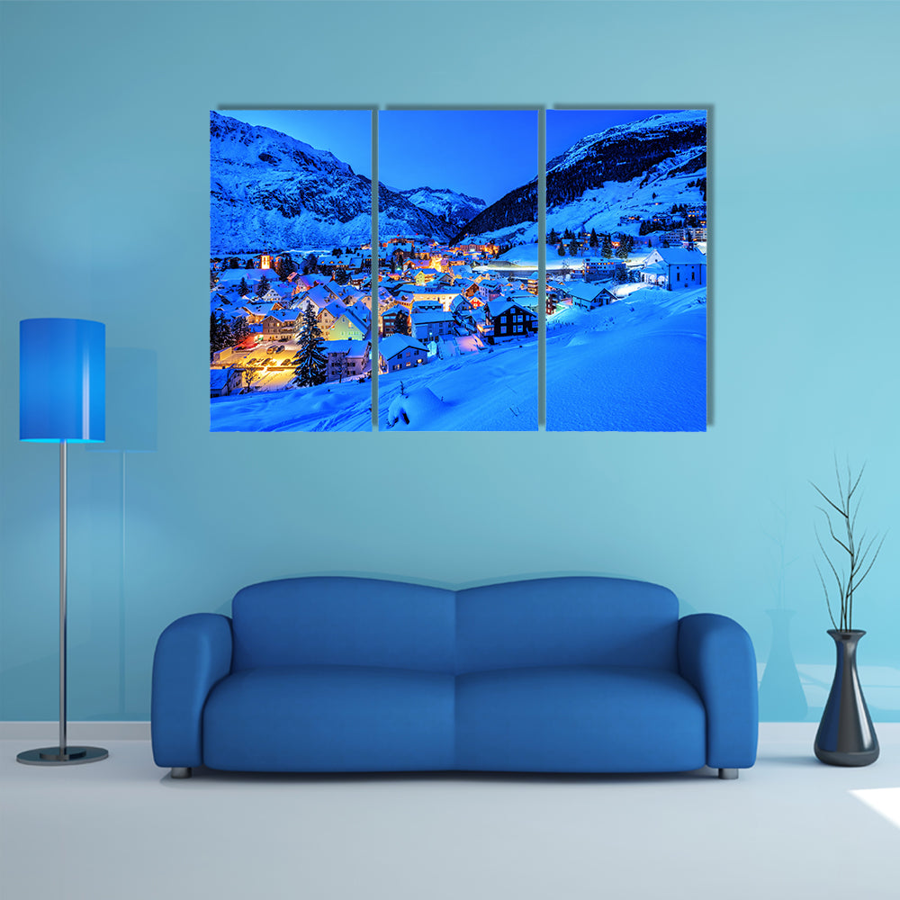 Andermatt Village In Swiss Alps Mountains Canvas Wall Art