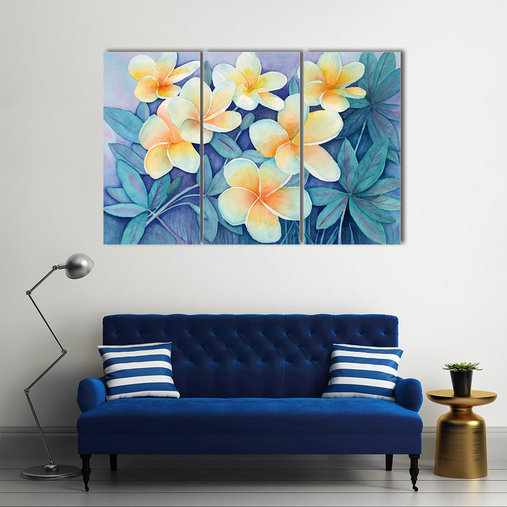 Tropical Frangipani Flowers Canvas Wall Art