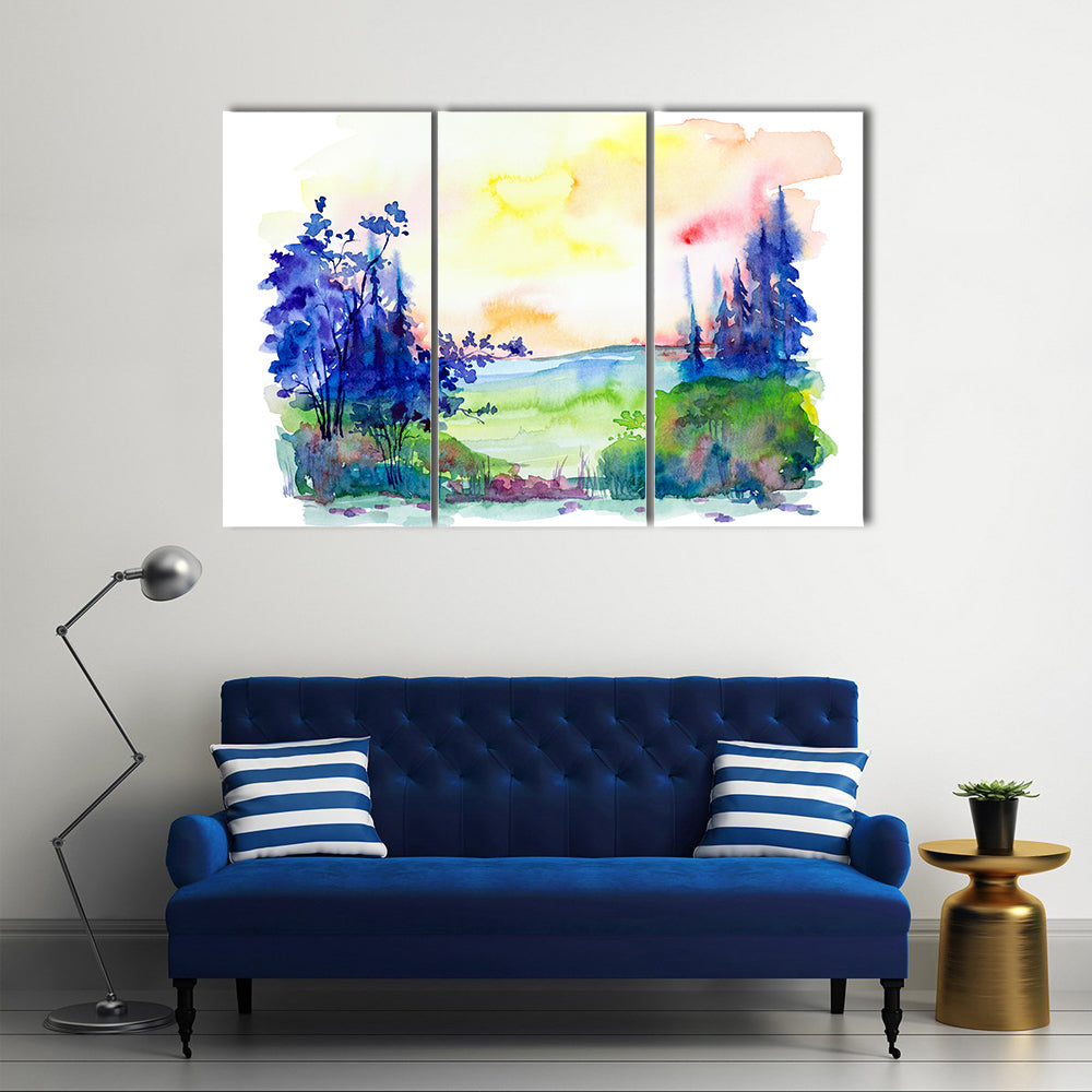 Watercolor Summer Forest Canvas Wall Art