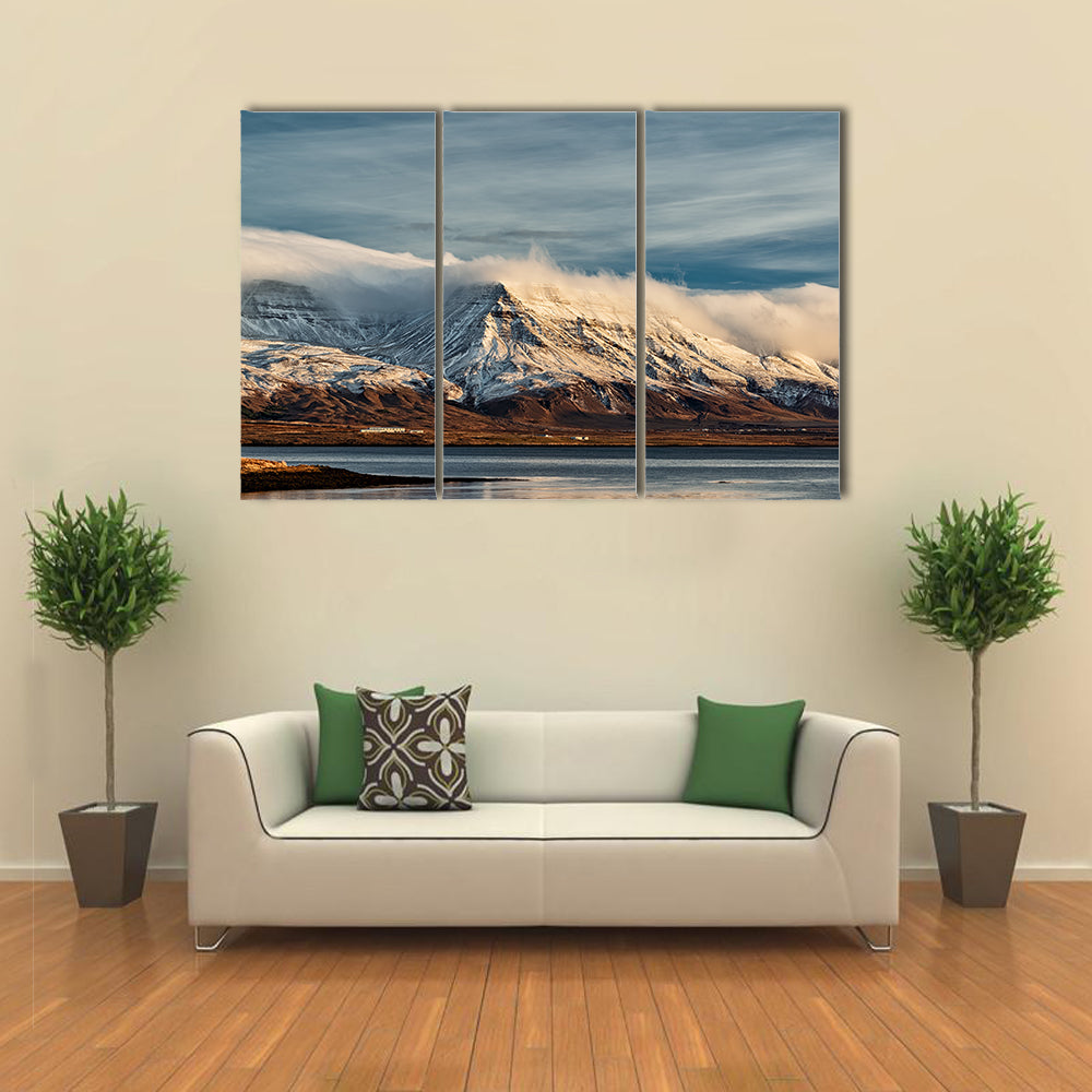 Sunrise From Reykjavik In Iceland Canvas Wall Art