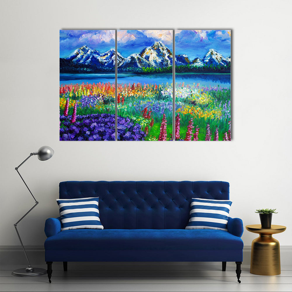 Spring Mountain Lake Canvas Wall Art