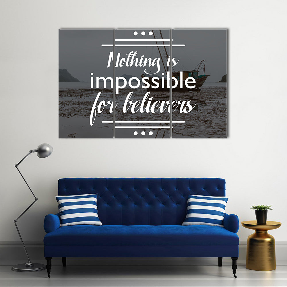 Quote "Nothing Is Impossible For Believers" Canvas Wall Art