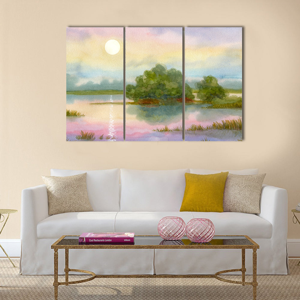 Sunrise Over Lake Canvas Wall Art