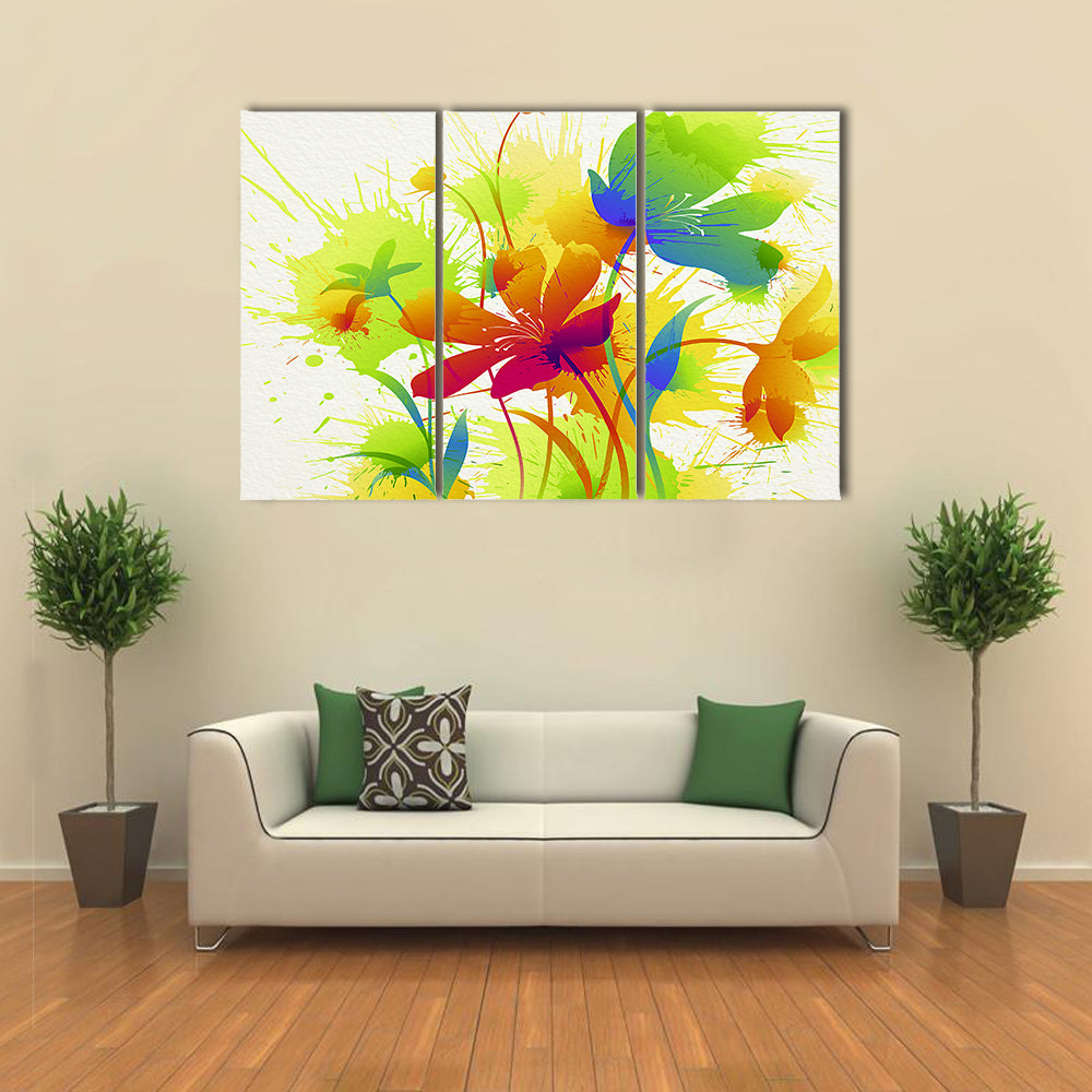 Colorful Abstract Floral Burst Canvas Wall Art