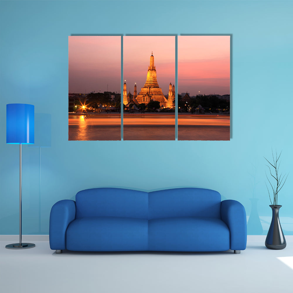 Wat Arun Temple At Sunset In Bangkok Thailand Canvas Wall Art