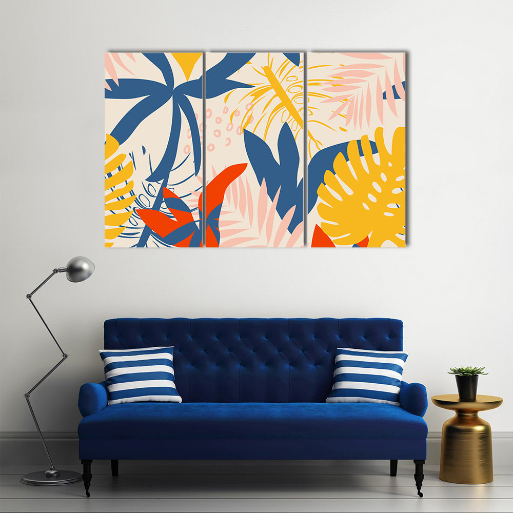 Summer Tropical Leaf Pattern Canvas Wall Art