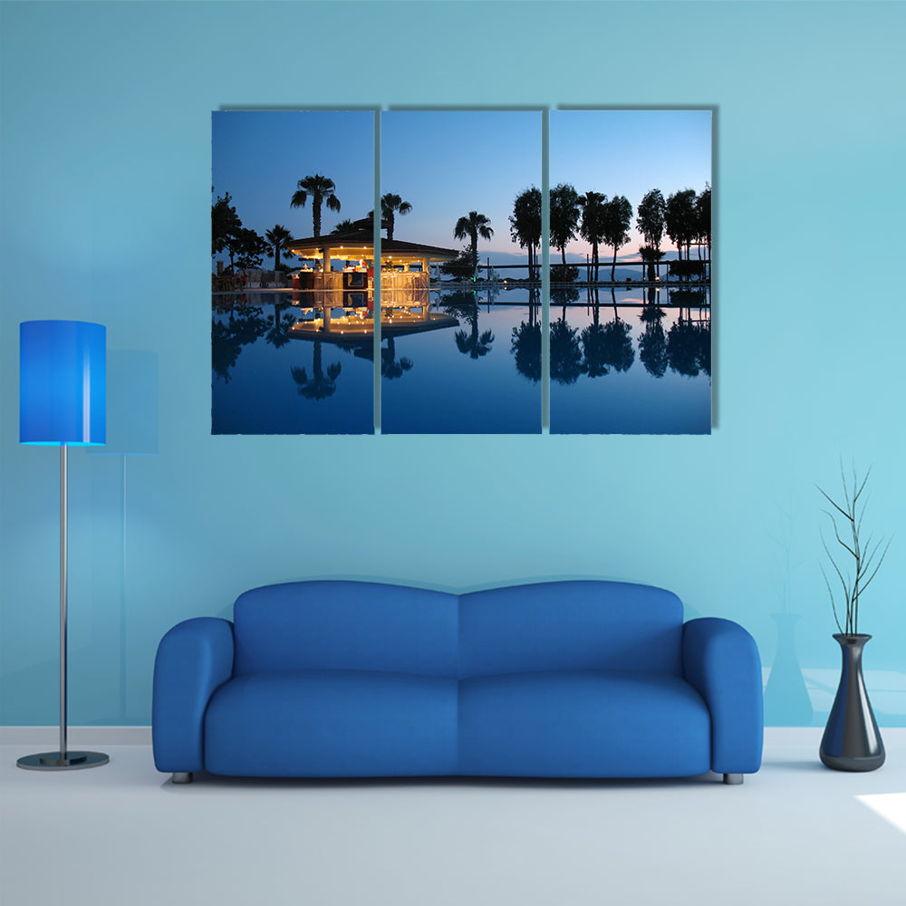 Night Bar On Summer Beach in Turkey Canvas Wall Art