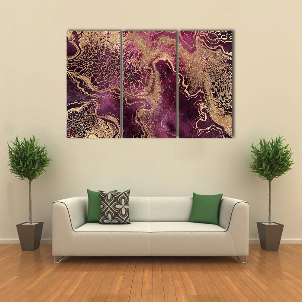 Gold Veined Marble Abstract Canvas Wall Art