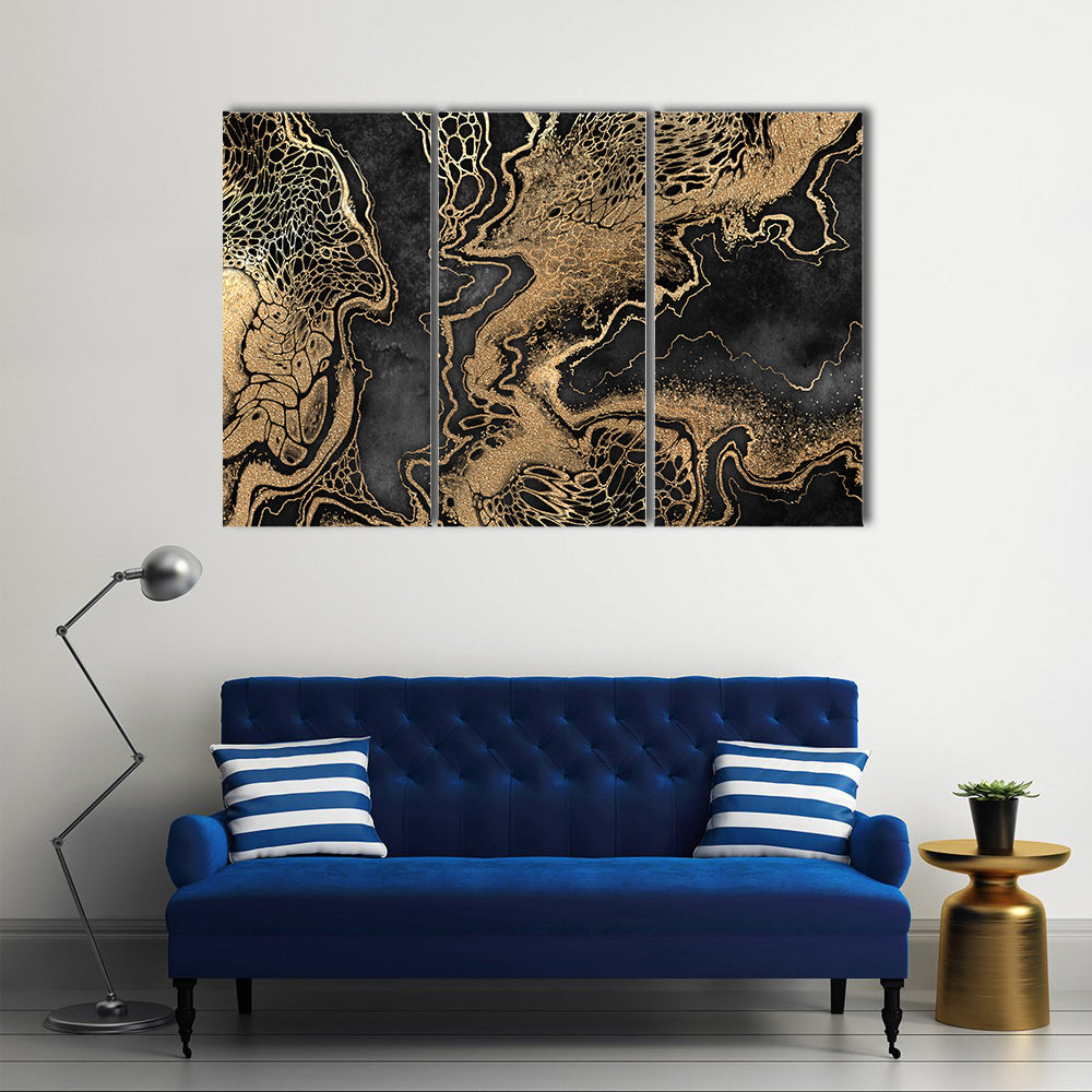Gold Veined Marble Texture Canvas Wall Art