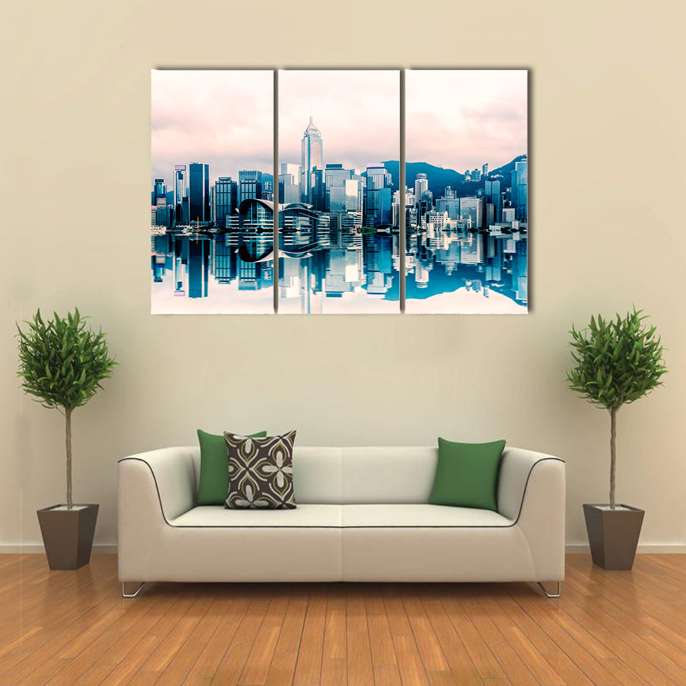 Hong Kong Cityscape At Victoria Harbour Canvas Wall Art
