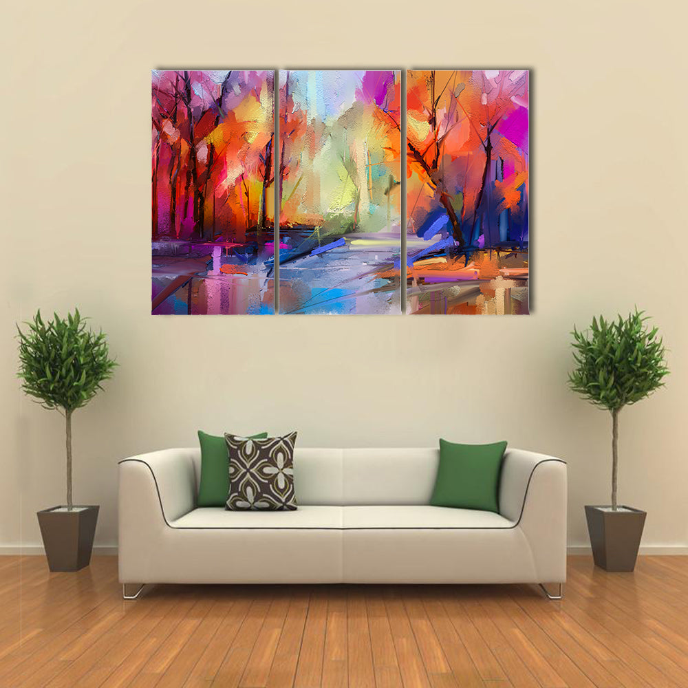 Autumn Forest Path Abstract Canvas Wall Art