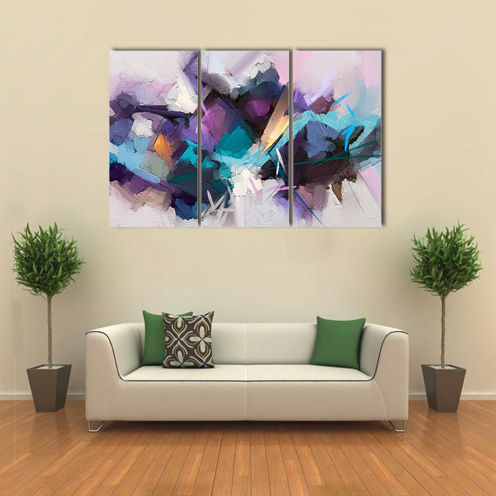 Textured Purple Geometric Abstract Canvas Wall Art