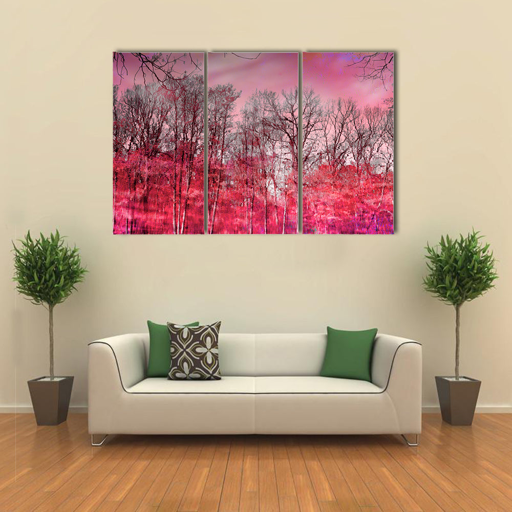Surreal Pink Winter Forest Canvas Wall Art