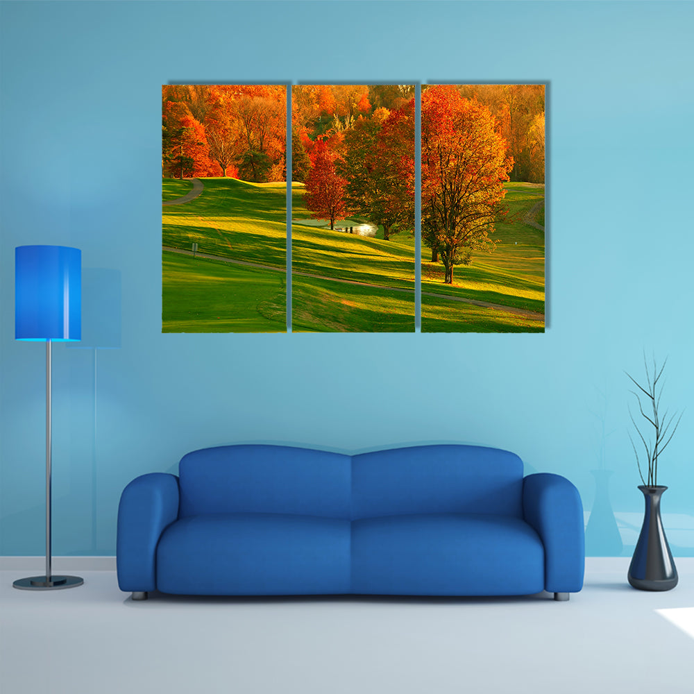 Sunset At The Golf Course Canvas Wall Art
