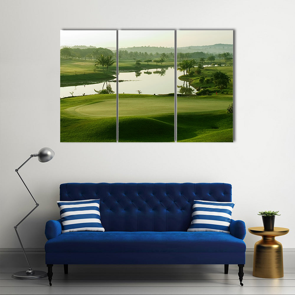Sunrise Golf Course with Lake Canvas Wall Art
