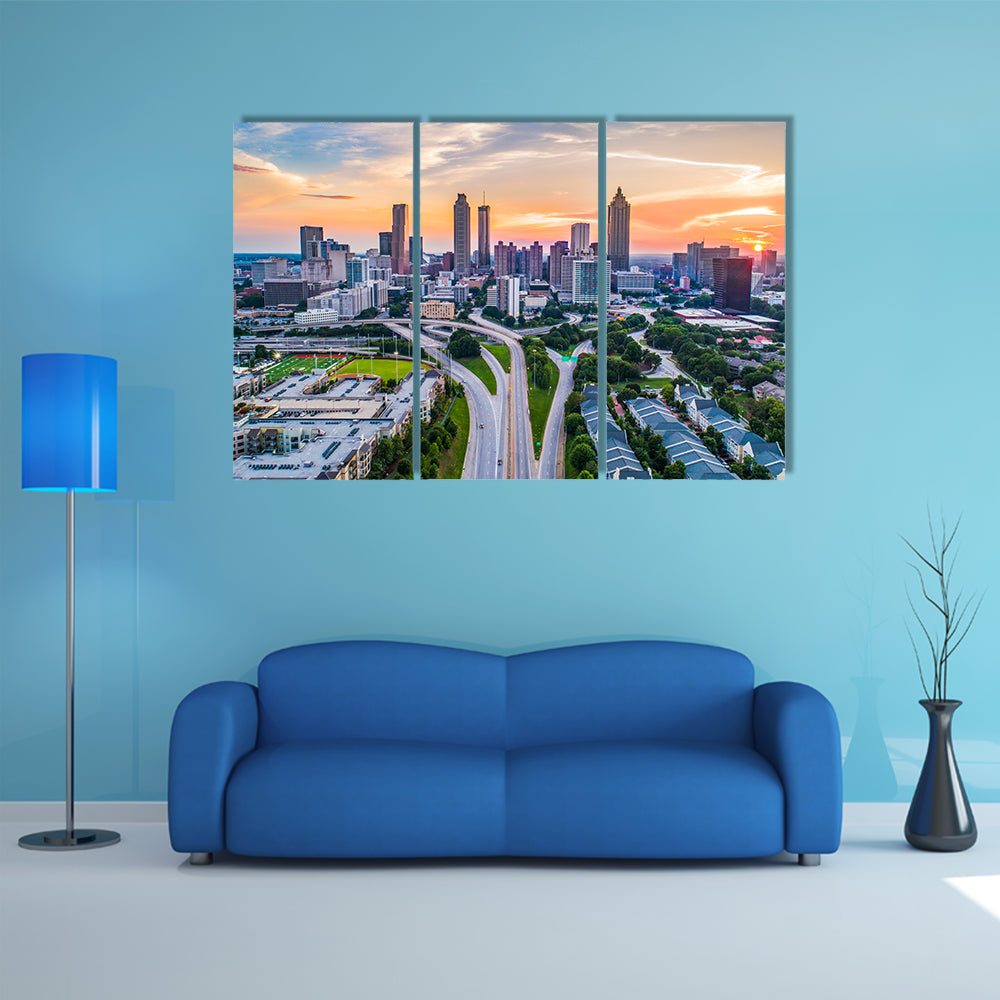 Atlanta In Georgia Skyline Canvas Wall Art