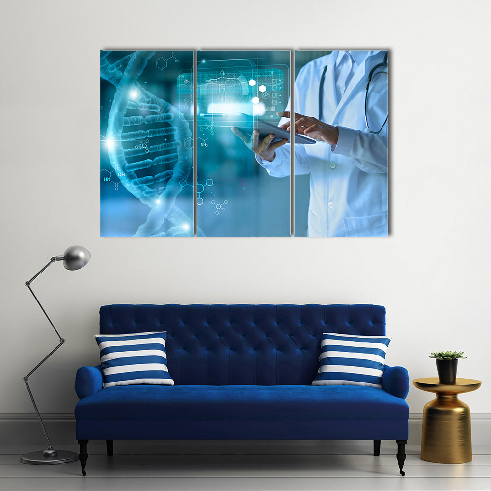 Medical Technology Concept with Doctor and Holographic Display Canvas Wall Art