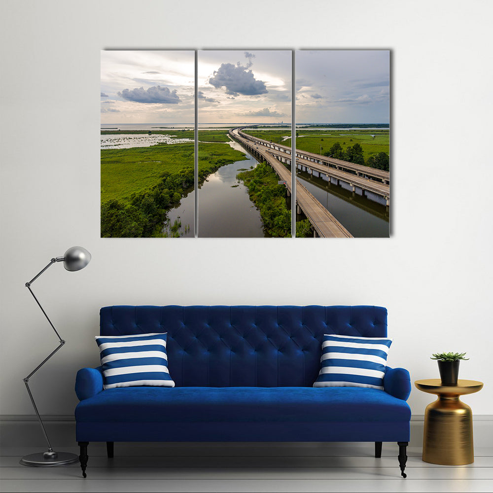 Interstate 10 Bridge Over Mobile Bay, Alabama Canvas Wall Art