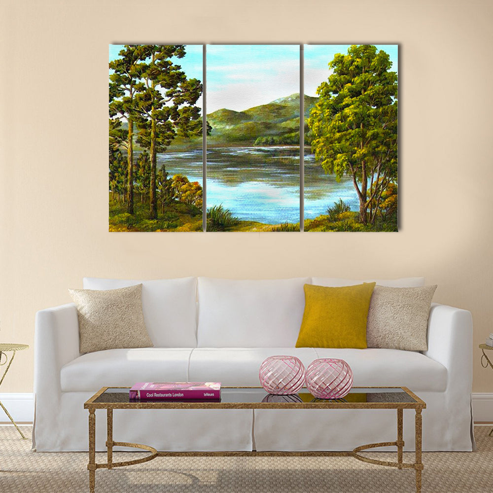 Autumn Mountain Lake Canvas Wall Art