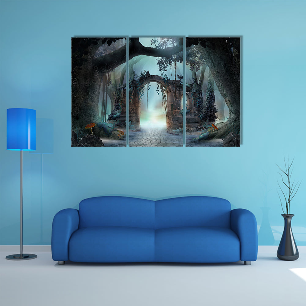 Archway In An Enchanted Fairy Forest Canvas Wall Art
