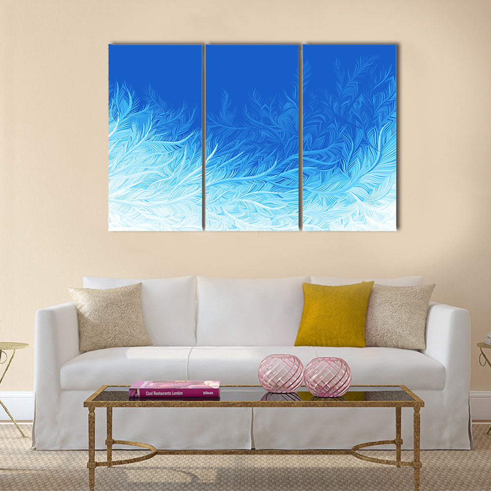 Winter Blue Curly Ice Frost Canvas Wall Art