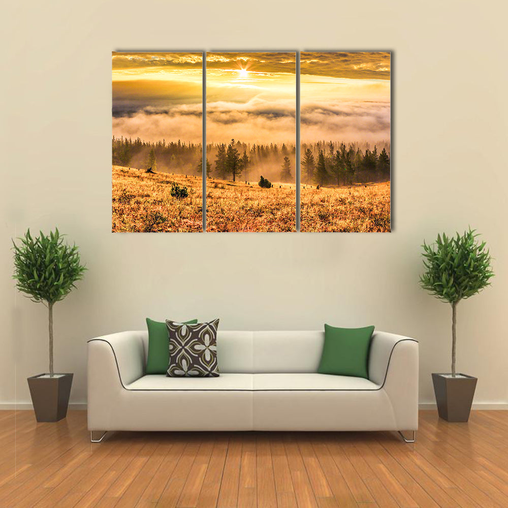 Ural Taiga Hills At Dawn In Bashkortostan Canvas Wall Art