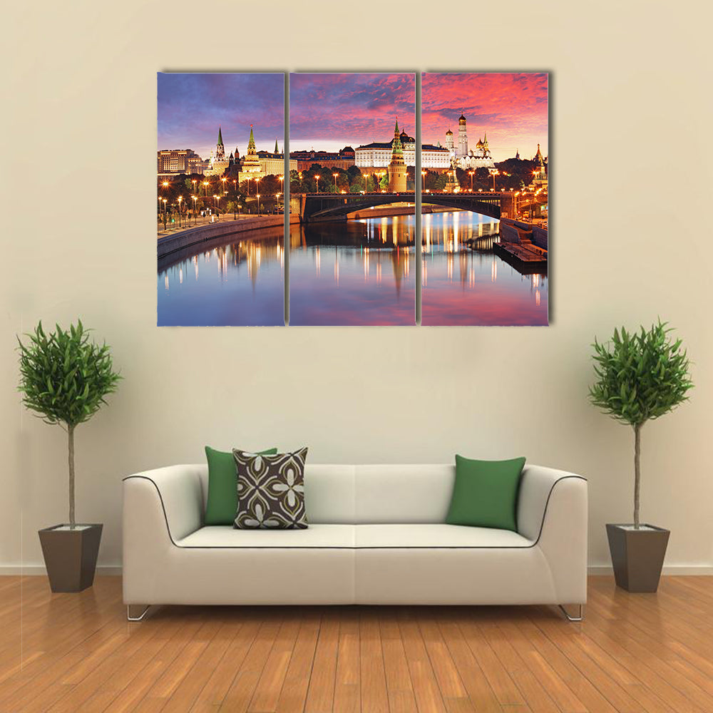 Moscow City Skyline At Sunset Canvas Wall Art