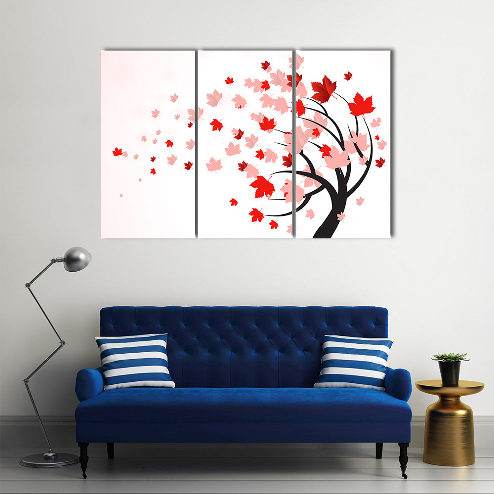 Red Autumn Tree Canvas Wall Art