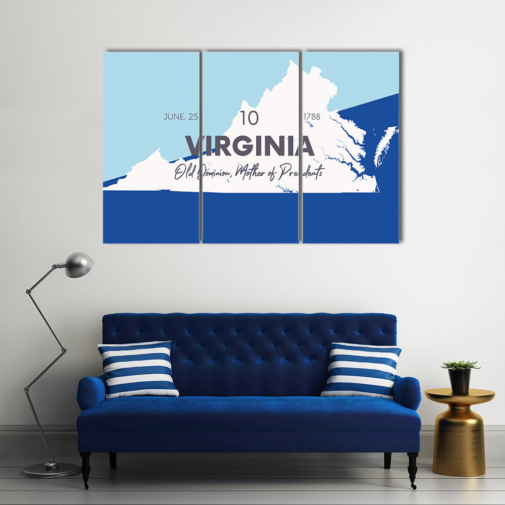 Virginia State Map Typography Canvas Wall Art