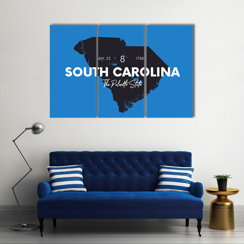 South Carolina Map Silhouette Canvas Wall Art