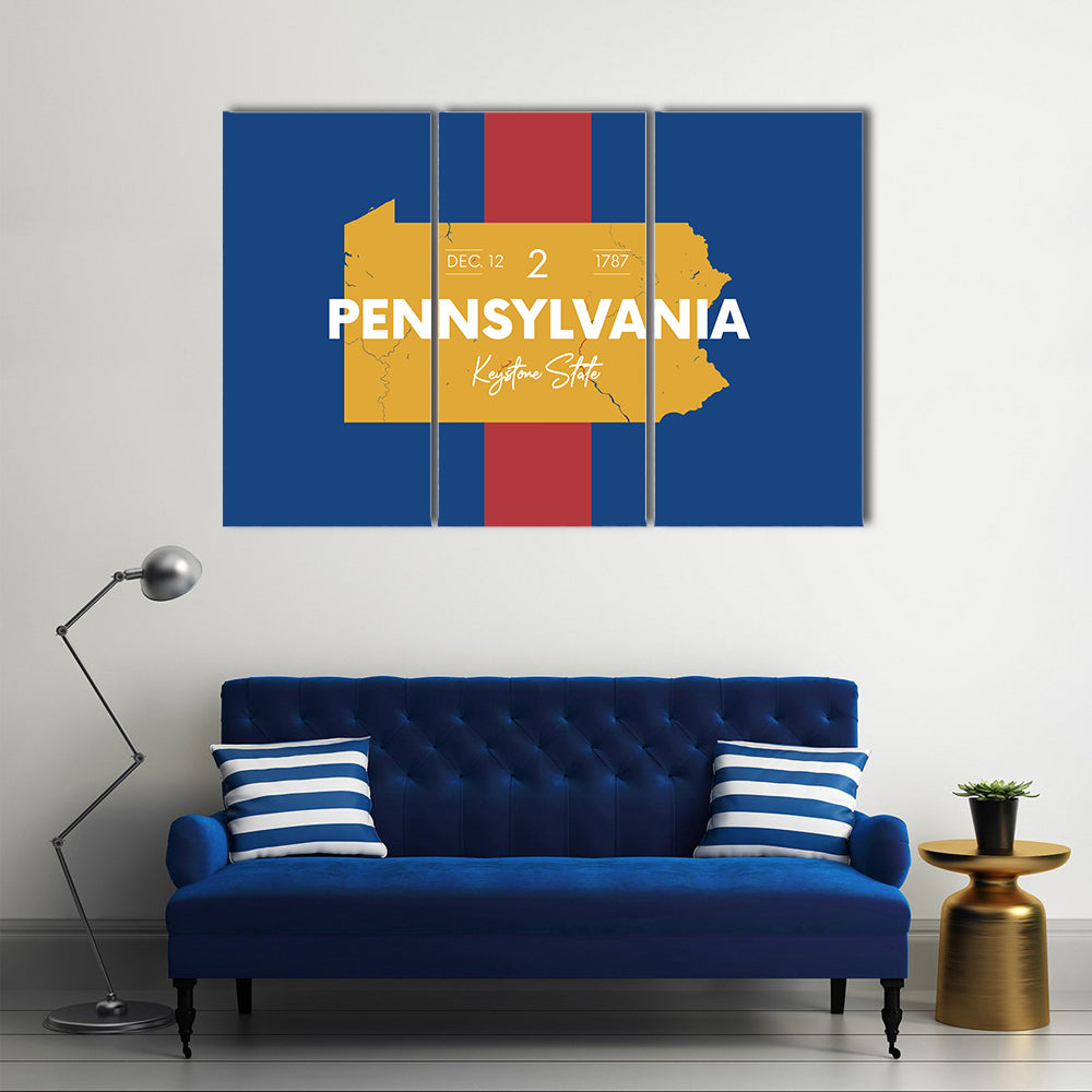 Pennsylvania Typographic Map Canvas Wall Art