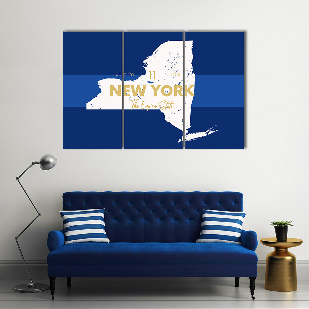 New York State Map Canvas Wall Art