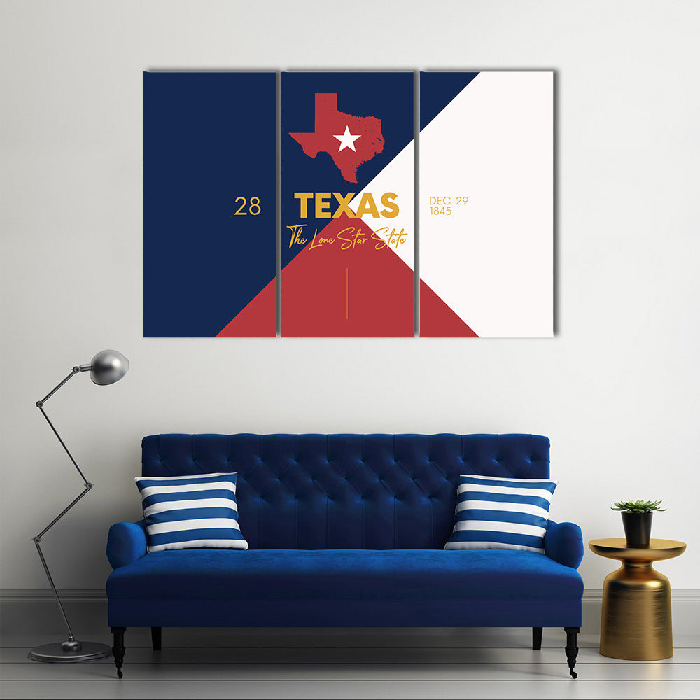 Texas Map with Lone Star Canvas Wall Art
