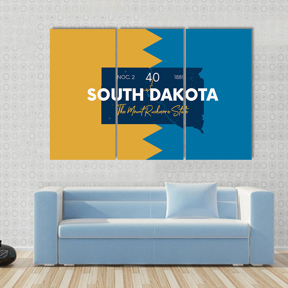 South Dakota State Map Canvas Wall Art