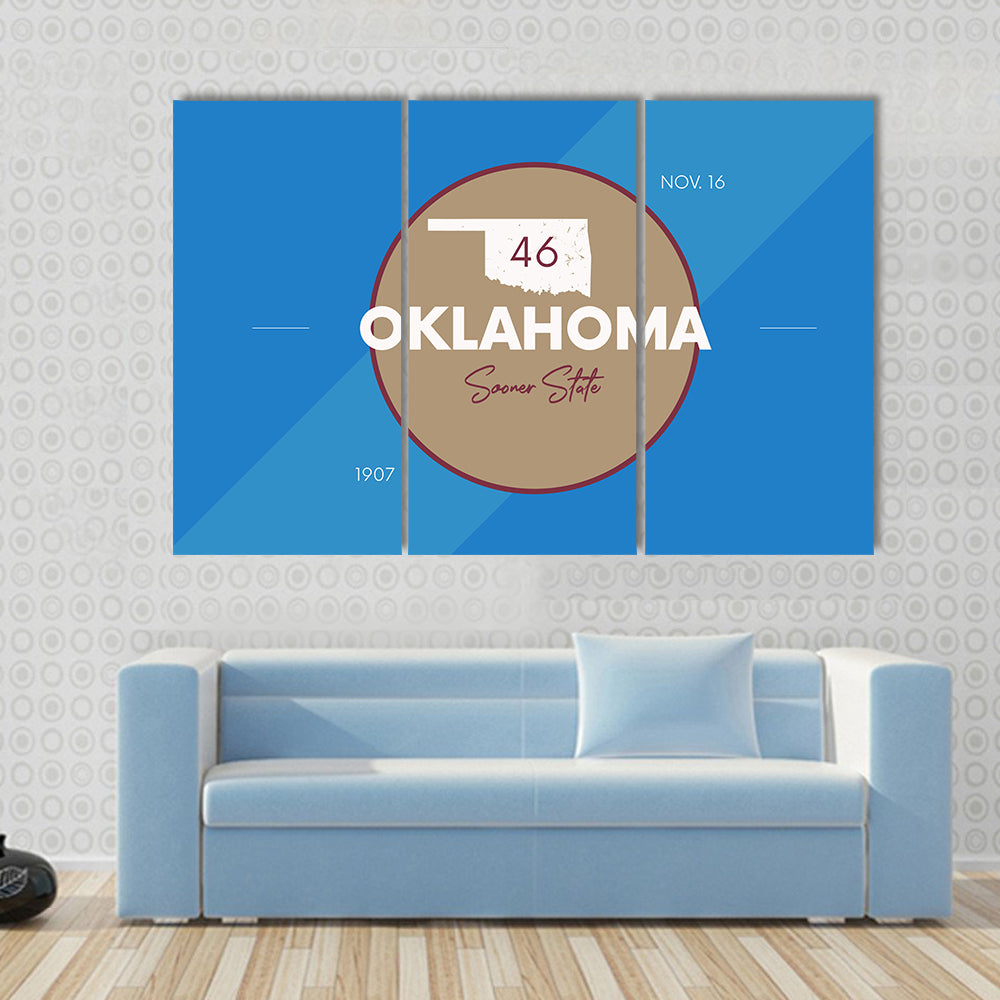 Oklahoma State Map Emblem Canvas Wall Art