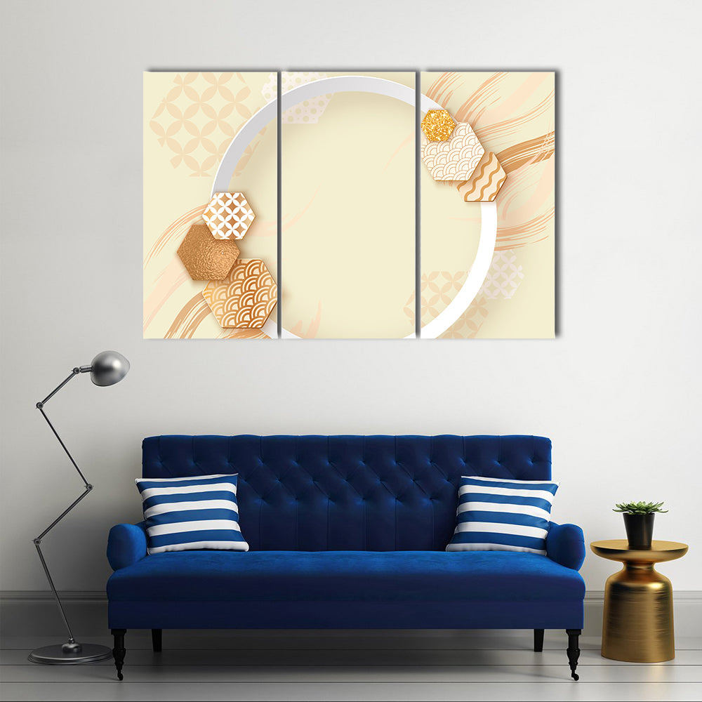 Zen Gold Circle with Pattern Canvas Wall Art