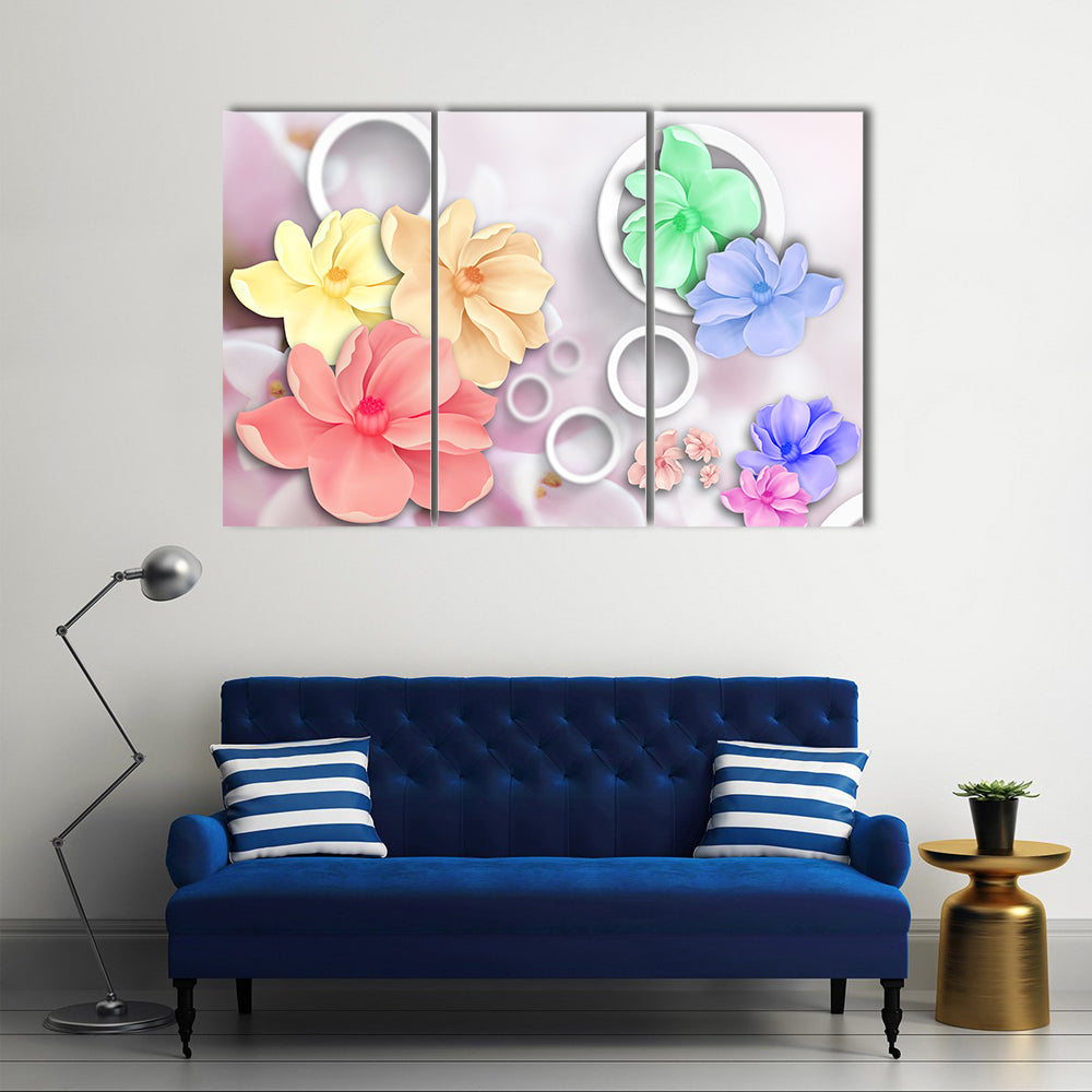 Layered Pastel Floral Ornament Canvas Wall Art